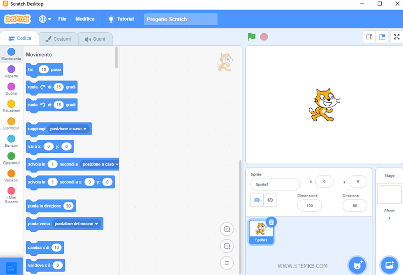 l'interfaccia di Scratch Desktop